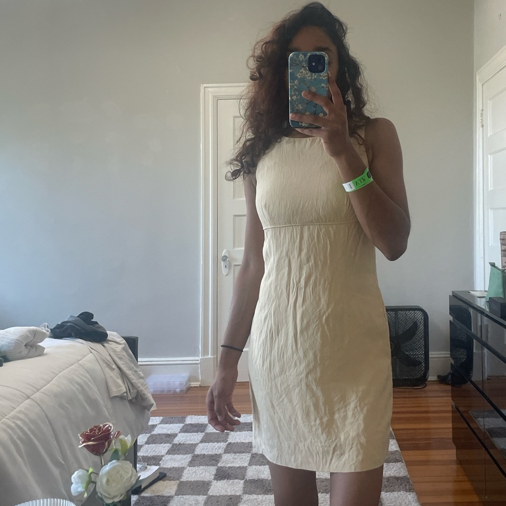 VTG ⏰ ANN TAYLOR pastel yellow a line mini dress - Picture 7 of 8